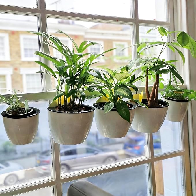 4 Inch Self Watering Hanging Planters, Wall Mounted Plant Pots - Image 4