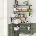Fixwal Corner Floating Shelves Set of 5, Rustic Wood Wall Mounted Corner Shelf - Image 6