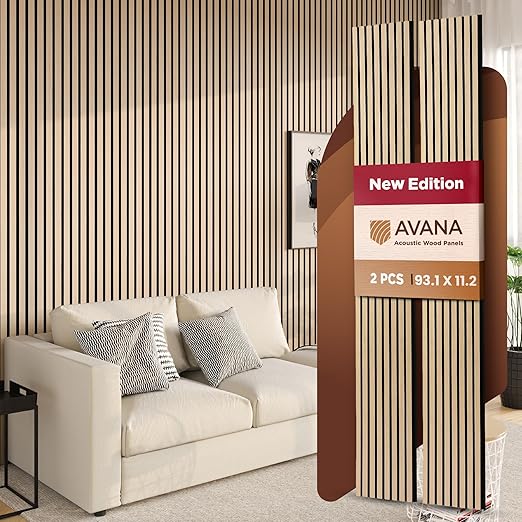 Avana Acoustic Wood Wall Panels – 93.2x11.25 Inch Panels – Fits 94x12 Layout – by AvanaHome