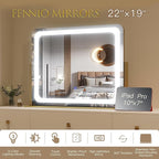 FENNIO Gold Vanity Mirror with Lights 22"x19", LED Lighted Makeup Mirror - Image 5