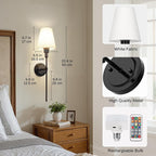 DORESshop Battery Operated Wall Sconce Set of 2, Wireless Wall Light Easy to - Image 9