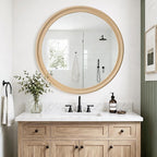 CULER Round Wall Mirrors 36 Inch, Natural Rustic Decorative Transitional Mirror - Image 3