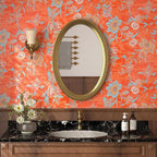 FunStick 17.5x354 Floral Wallpaper Peel and Stick Vintage Burnt Orange - Image 3