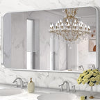Brushed Nickel Bathroom Wall Mirror, Tempered Glass, Shatter Proof, Hangs - Image 4