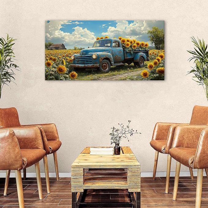 AIYISU Sunflower Wall Art Farmhouse Pictures Wall Decor Vintage Floral Prints - Image 3