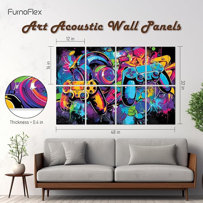 FurnoFlexArt Acoustic Panels Tiles Decorative Room Sound Proof Foam Absorbing - Image 3