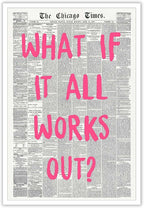 Drimiler What If It All Works Out Poster Retro Newspaper Pink Font Canvas Wall by Drimiler