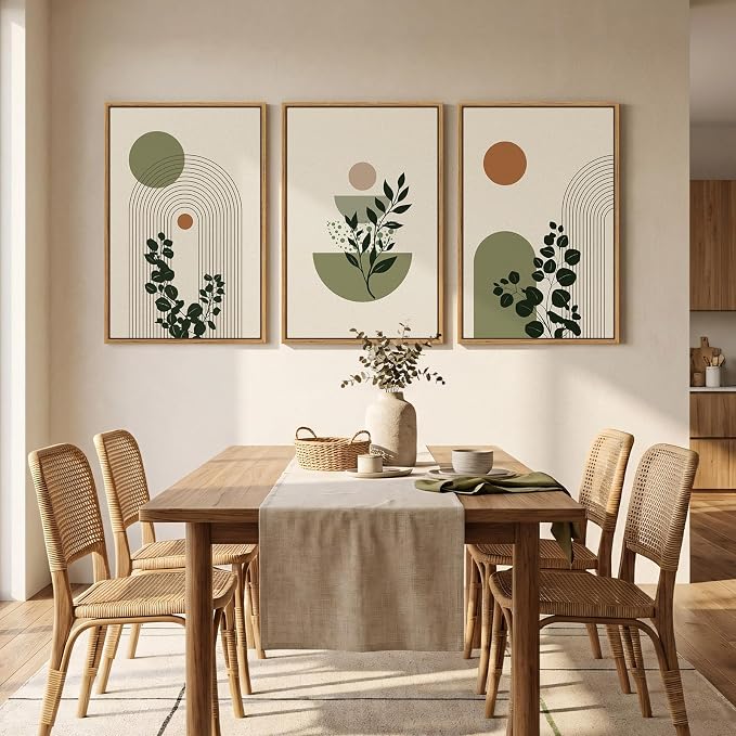 3 Piece Large Framed Abstract Boho Wall Art - Image 3