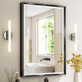 Black Framed Mirror for Bathroom, 24x36 Inch Black Rectangle Beveled Bathroom by QUEENFUN