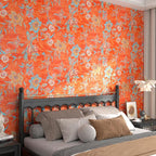 FunStick 17.5"x118" Vintage Floral Peel and Stick Wallpaper Orange Red Wall - Image 5