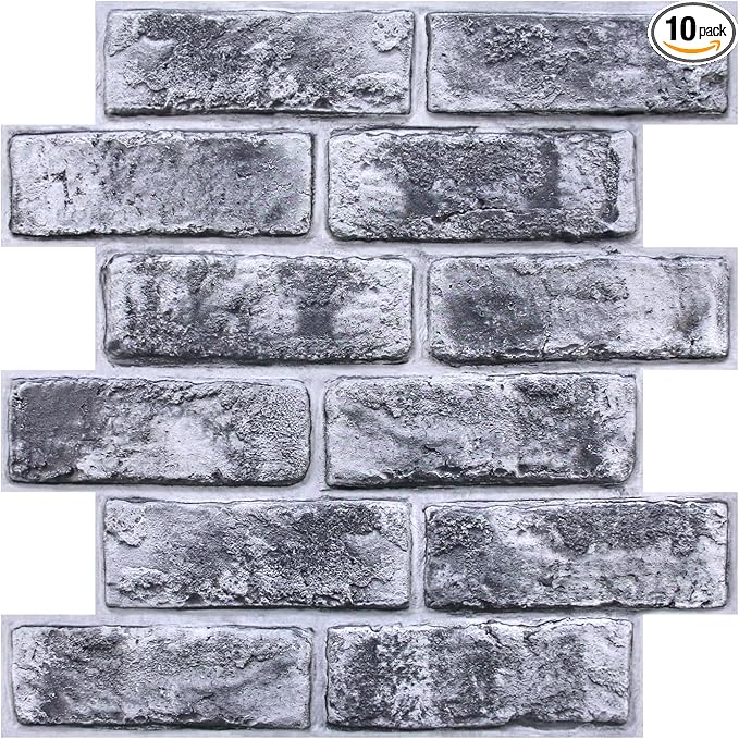 COMSTICKC 3D Faux Brick Wall Panels Peel and Stick, Small Size Thin PVC by COMSTICKCDECOR