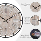 EMAX HOME 12 Inch Farmhouse Wall Clock Rustic Antique Wood - Image 7