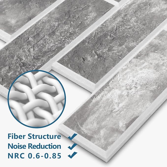 8-Pack 3D Faux Brick Acoustic Wall Panels, 11.8" x 11.8" PET Soundproof & Noise - Image 3