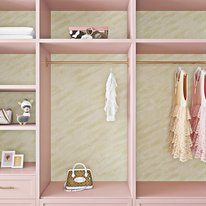 ReWallpaper 30inx16.5ft Beige Wallpaper Peel and Stick Modern Velvet Flocked - Image 6
