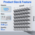 12 Pack Pyramid Sound Proof Foam Panels - Image 6