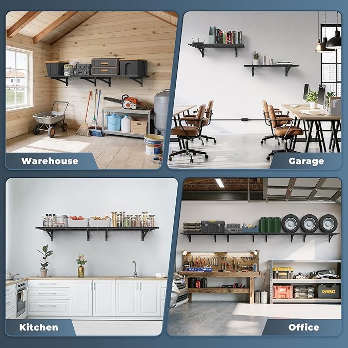 Jusgym 2 Pack Heavy Duty Garage Wall Shelving Set, Wall Mounted Garage Shelves - Image 6