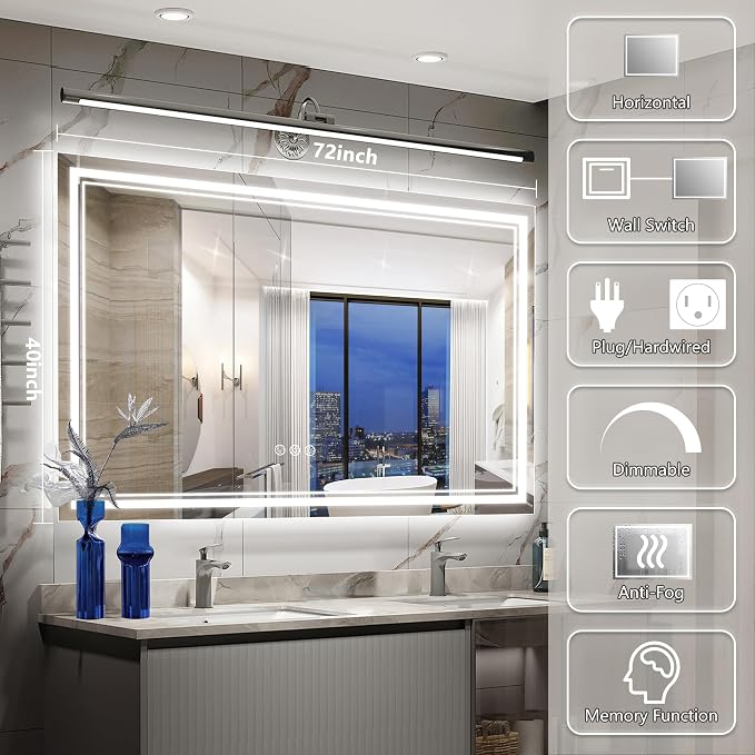 Ratsamee 72x40 Inch Led Mirror for Bathroom - Image 2