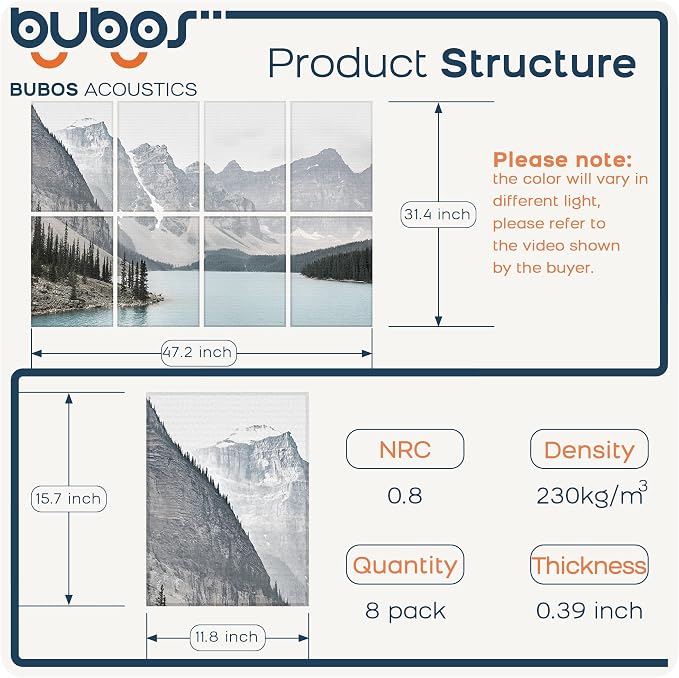 BUBOS 8 Pack Art Acoustic Panels Soundproof Wall Panel, 47.2X31.4 Inches Sound - Image 2