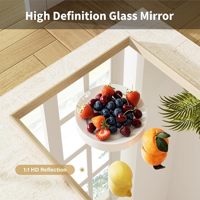 Oak Wood Effect Framed Wall Mirror, 30x36 Rectangle Mirror, Anti-desilvering - Image 7