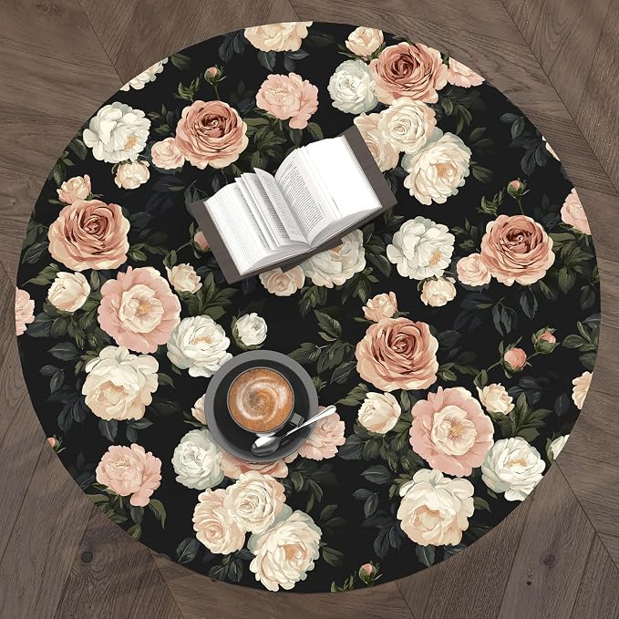 Pink White Rose Peony Wallpaper Peel and Stick Black Floral 17.5in x 118in - Image 4