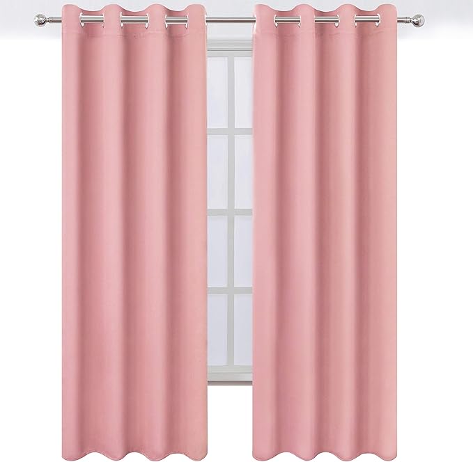 LEMOMO Blackout Curtains 66 x 95 inch/Pink Curtains Set of 2 Panels/Thermal - Image 2