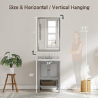 Silver Bathroom Mirror, 24x36 Inch Beveled Vanity Mirror - Image 2