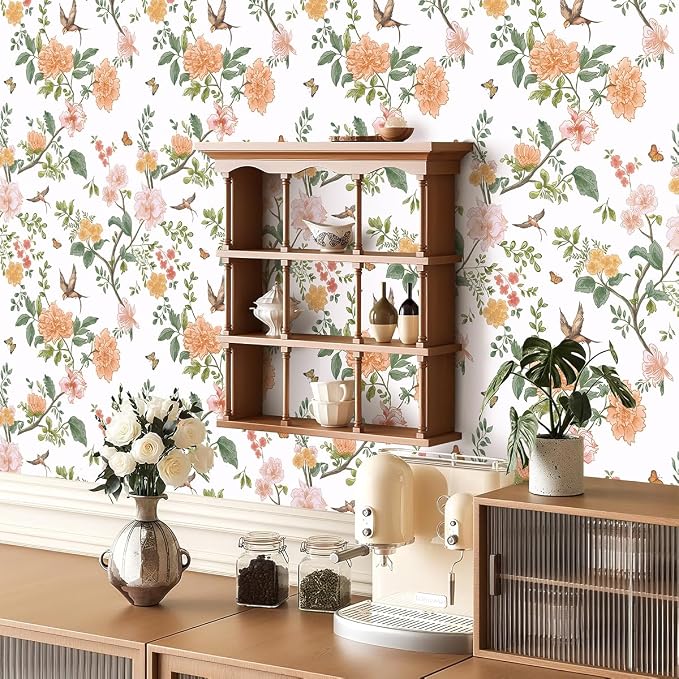 Froluya Floral Peel and Stick Wallpaper Vintage Floral Contact Paper 16.9” x - Image 4