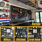 Spampur Peg Board, 6 Pack Metal Pegboard Panels Black Pegboards Wall Organizer - Image 8
