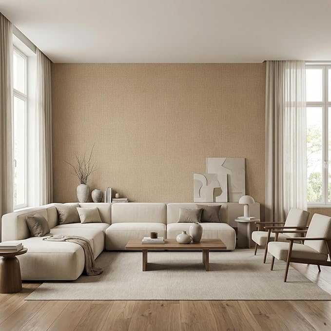 WADILE Grasscloth Peel and Stick Wallpaper 23.6in x 236in, Textured Contact - Image 3