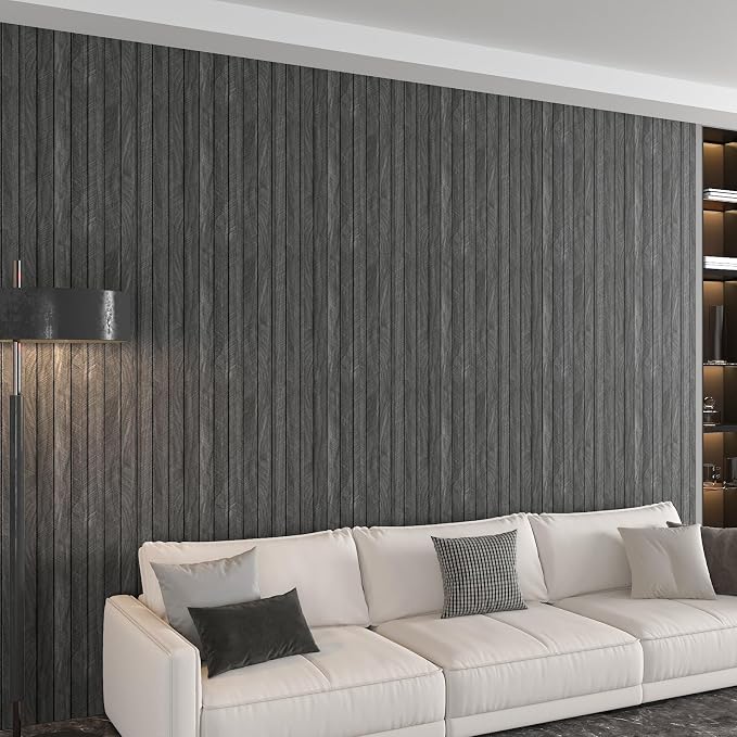 CHIHUT Charcoal Wood Panels for Wall 12"x79" Sound Absorbing Herringbone Wood - Image 6