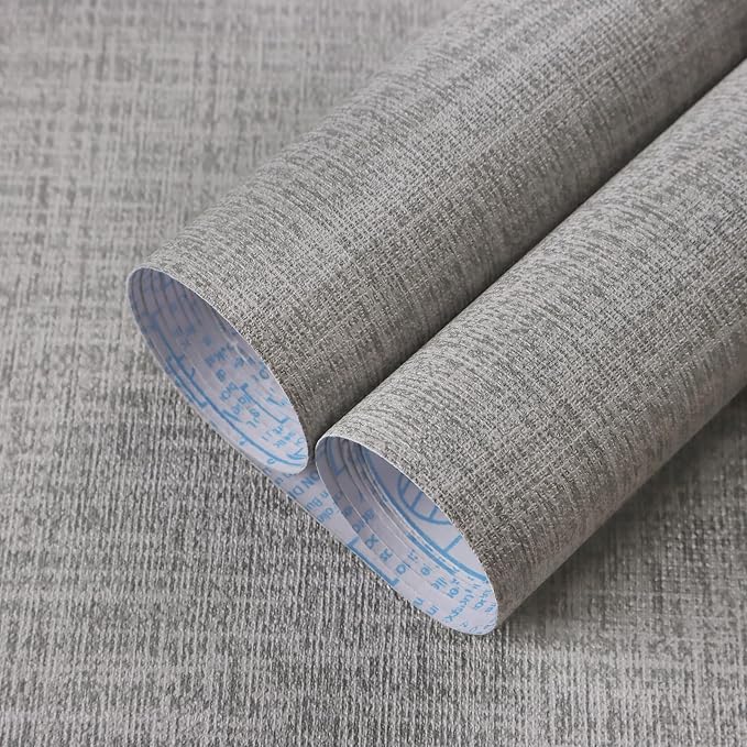 Guvana Grasscloth Peel and Stick Wallpaper Grey Textured Contact Paper Modern by Guvana