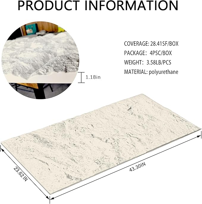 4-Pack 3D PU Stone Wall Panels for Interior Decor - Image 3