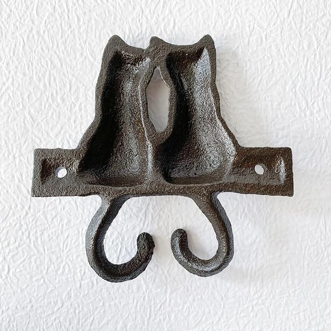 Rustic Cat-Shaped Decorative Wall Hook Rack Hangers - Image 7