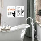 MUWAK Funny Welcome to the Bathroom Slogan Wall Art Set of 2 – Cat will Be - Image 4