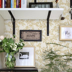 Ismoon Floral Wallpaper Peel and Stick Vintage Flower Beige and Gold Contact - Image 9