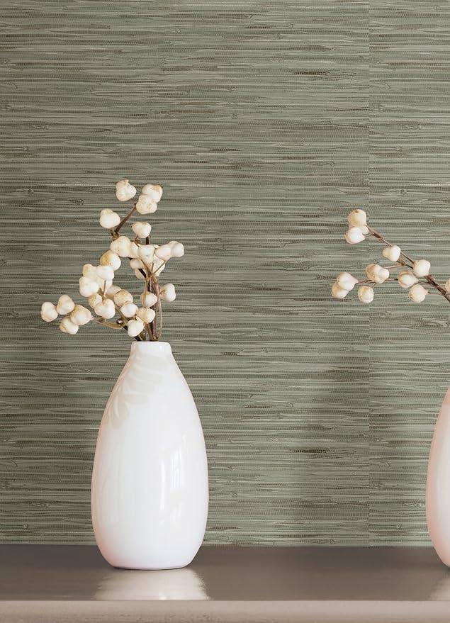 NuWallpaper Green Grassweave Peel and Stick Wallpaper, Textured Removable - Image 3