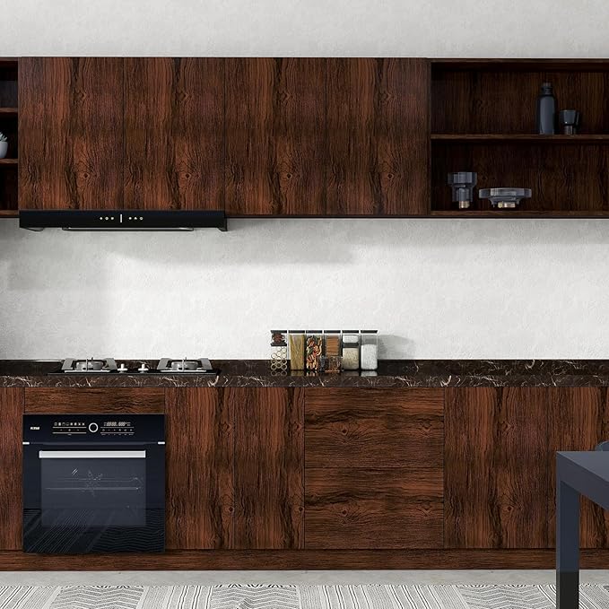 Vinjiasin Dark Wood Contact Paper Peel and Stick Wood Grain Wallpaper Self - Image 3