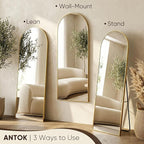 Antok 56" x15” Arched Full Length Floor Mirror, Free Standing/Wall Mount/Leaning - Image 3