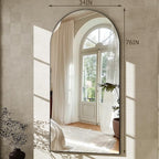 GLSLAND-34x76 inch Wall Mount Arched Full Length Mirror-Aluminum Alloy Frame - Image 6