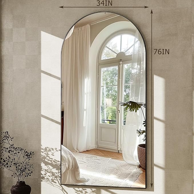 GLSLAND-34x76 inch Wall Mount Arched Full Length Mirror-Aluminum Alloy Frame - Image 6