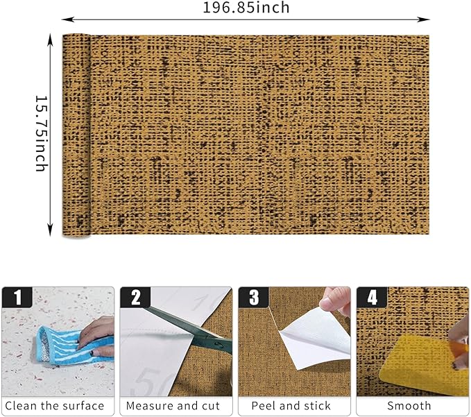 Grasscloth Peel and Stick Wallpaper 15.75x196.85inch Vintage Brown Removable - Image 9