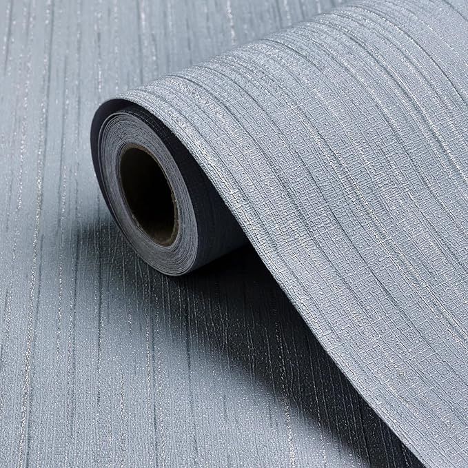 Blue Grasscloth Peel and Stick Wallpaper A Set of 23.6" X 480" Self-Adhesive by Biyoeepeelstickwallpaper