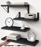 BAYKA Wall Mounted Floating Bathroom Shelves, Wood Wall Shelf by Bayka