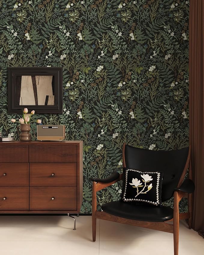 Dark Green Fern Botanical Shelf Liner Contact Paper Self Adhesive Vinyl - Image 4