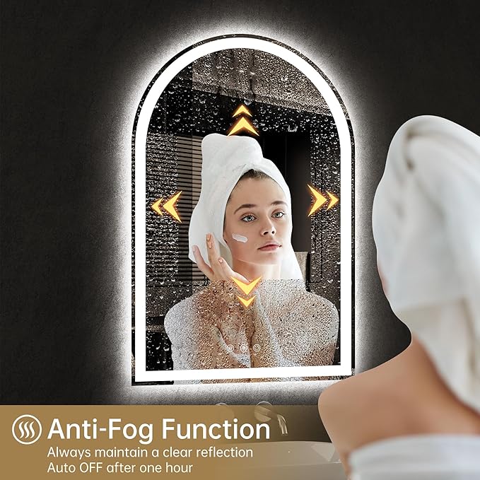 Arched LED Mirror for Bathroom 24"x36"- Frameless Lighted Bathroom Mirror - Image 2