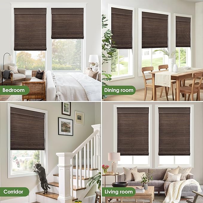 LazBlinds Cordless Bamboo Roman Shades, Privacy Blinds - Image 5