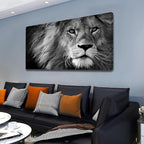 Baisuart-D0162 Canvas Prints Wall Art Grey lion Stretched Canvas Wooden Framed - Image 2