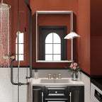 Silver Bathroom Mirror, 22x30 Inch Beveled Rectangle Wall Mounted Mirror - Image 6