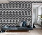 17.7" x 394" Black Peel and Stick Wallpaper Black Vintage Wall Paper - Image 5