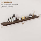Floating Shelves for Wall Decor, 8 Inch Deep Rustic Solid Elm Wood Floating - Image 2